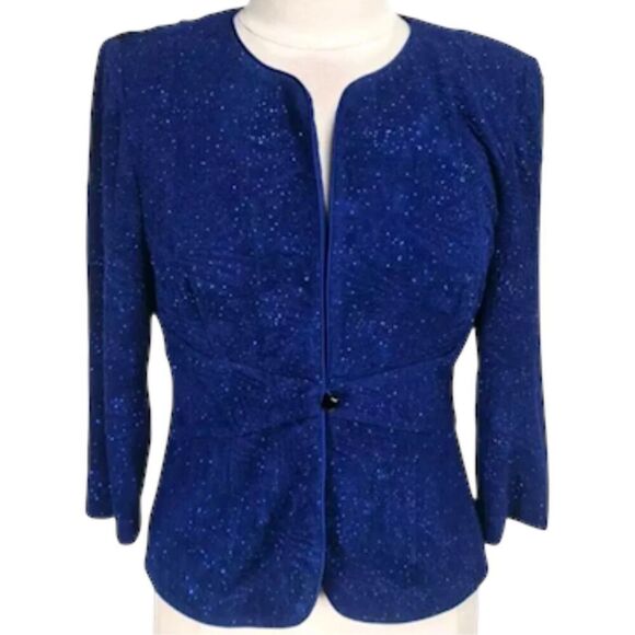 Alex Evenings 2-Piece Knit Tank/Jacket Blue Glitter Sparkle Plus Sz. 1X - Picture 9 of 11